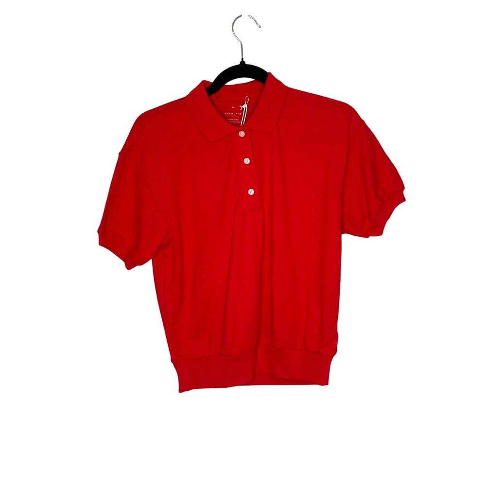 Everlane NWT The Oversized Polo Shirt Red Organic Cotton Boxy Knit Top Womens XS